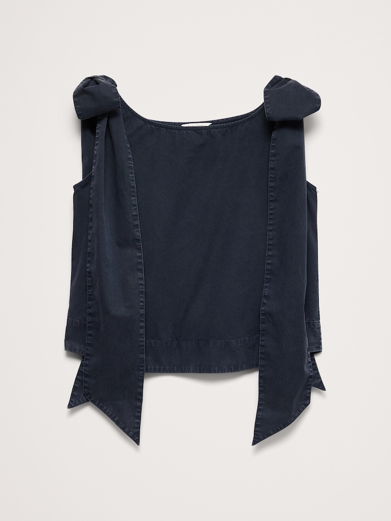 Cotton Bow-Shoulder Top