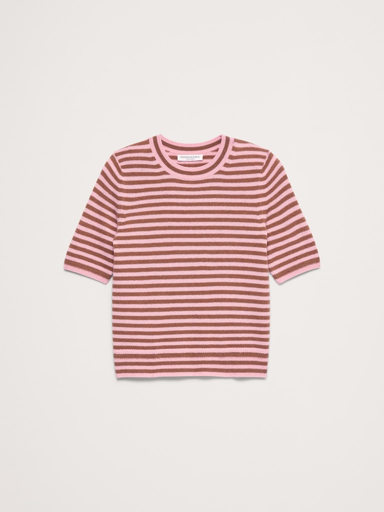 Lightweight Cashmere Short-Sleeve Sweater