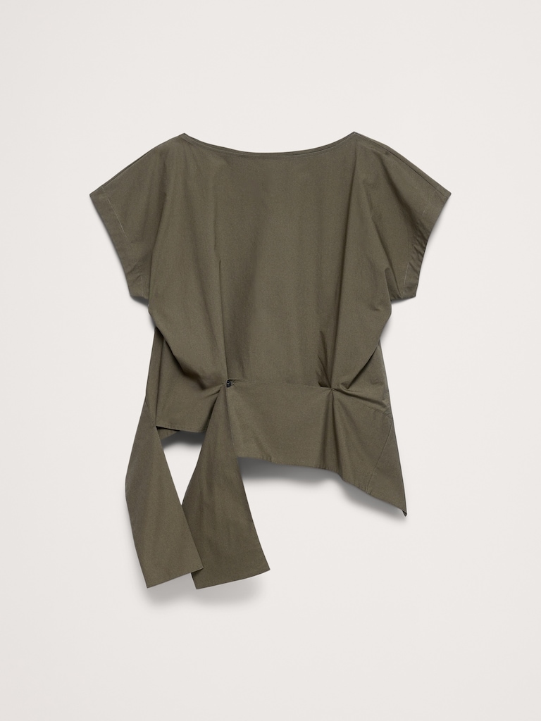 Cotton Poplin Boatneck Asymmetrical Top