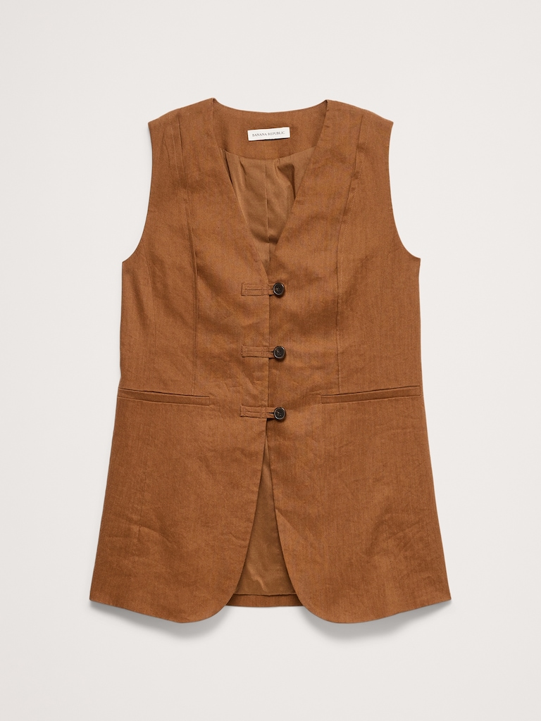 Stretch Linen-Viscose Long Vest