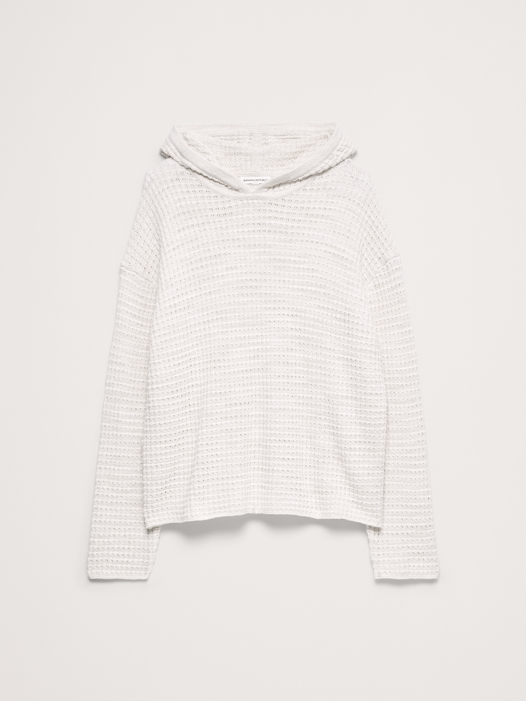Linen-Cotton Sweater Hoodie