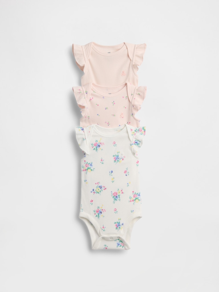 Cache-couche finement côtelé à volants Premiers essentiels pour Bébé (paquet de 3)