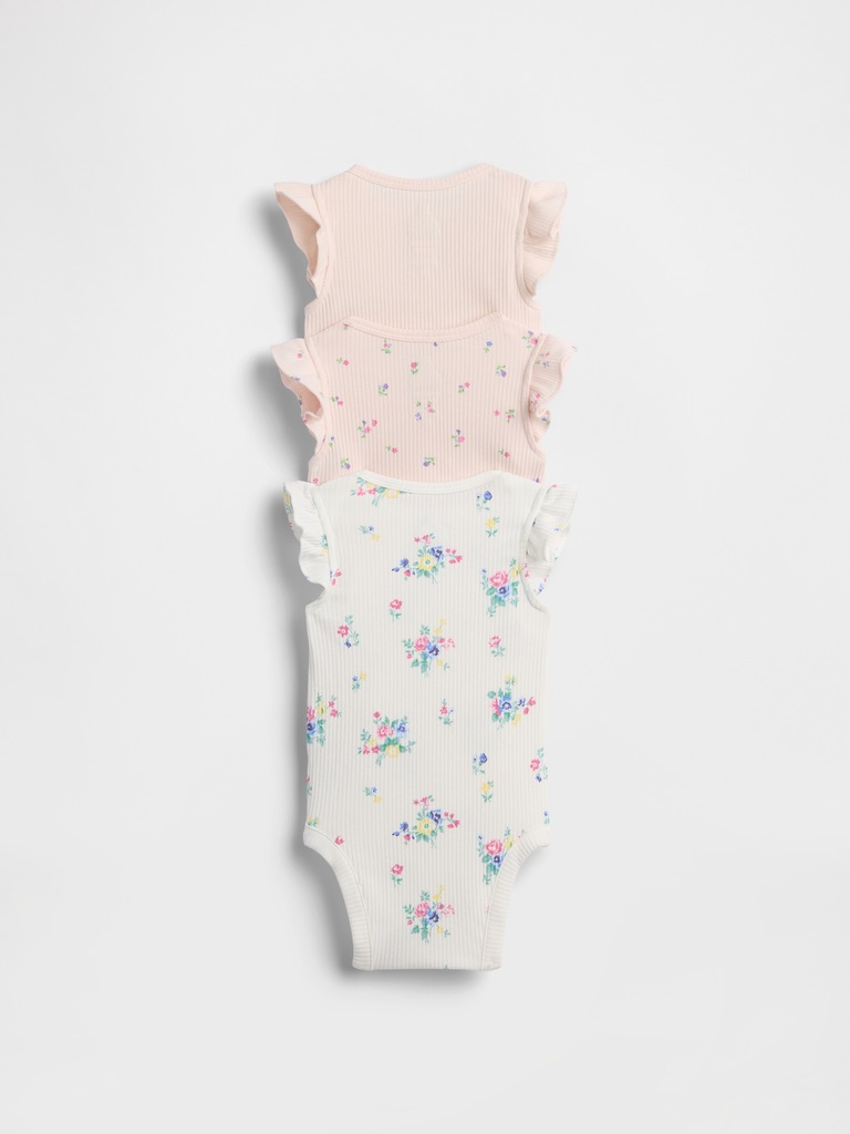 Cache-couche finement côtelé à volants Premiers essentiels pour Bébé (paquet de 3)