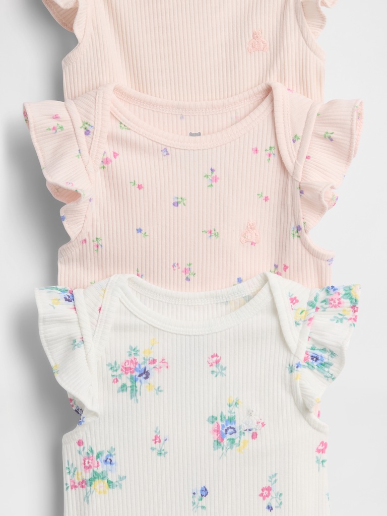 Cache-couche finement côtelé à volants Premiers essentiels pour Bébé (paquet de 3)