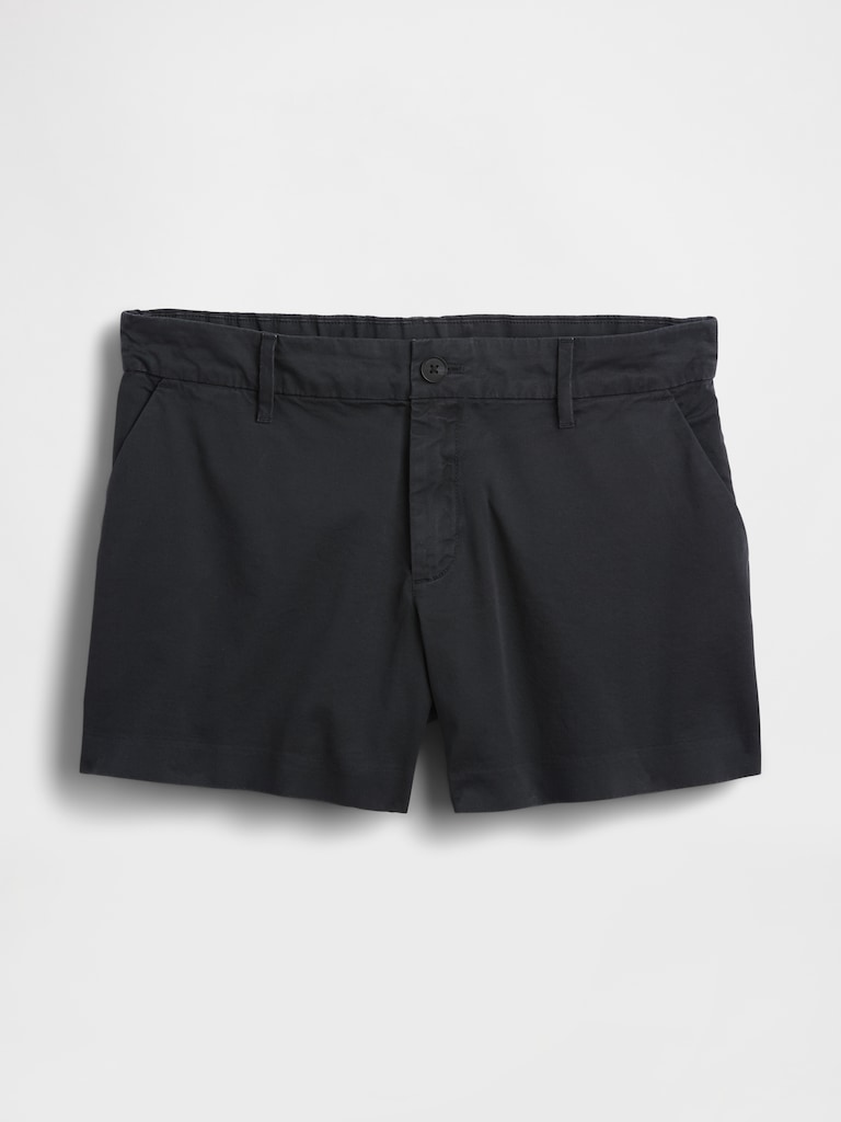 Mid Rise Khaki Shorts