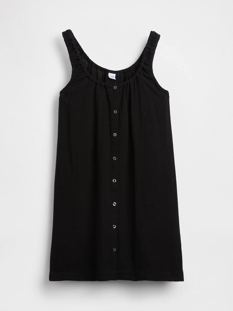 Scoop Neck Button-Front Mini Dress