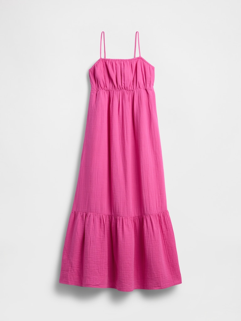 Cotton Gauze Tiered Empire Waist Dress