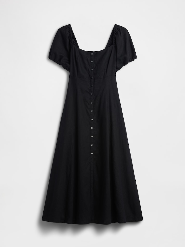 Linen-Blend Empire Waist Maxi Dress