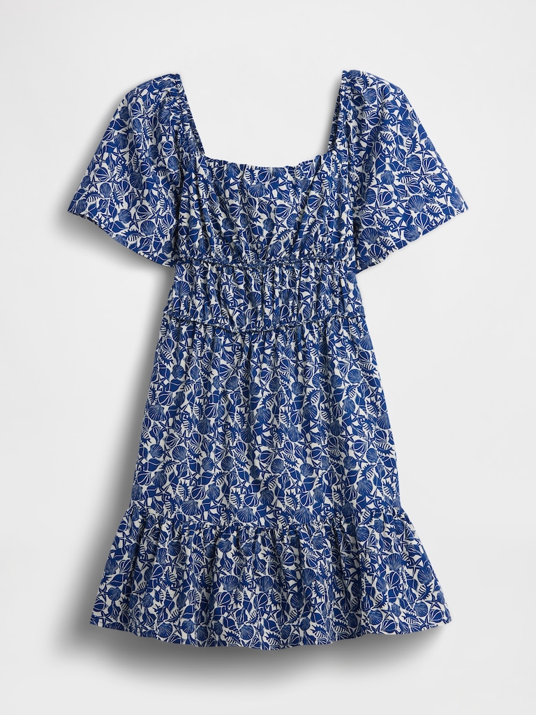 Poplin Flutter-Sleeve Mini Dress