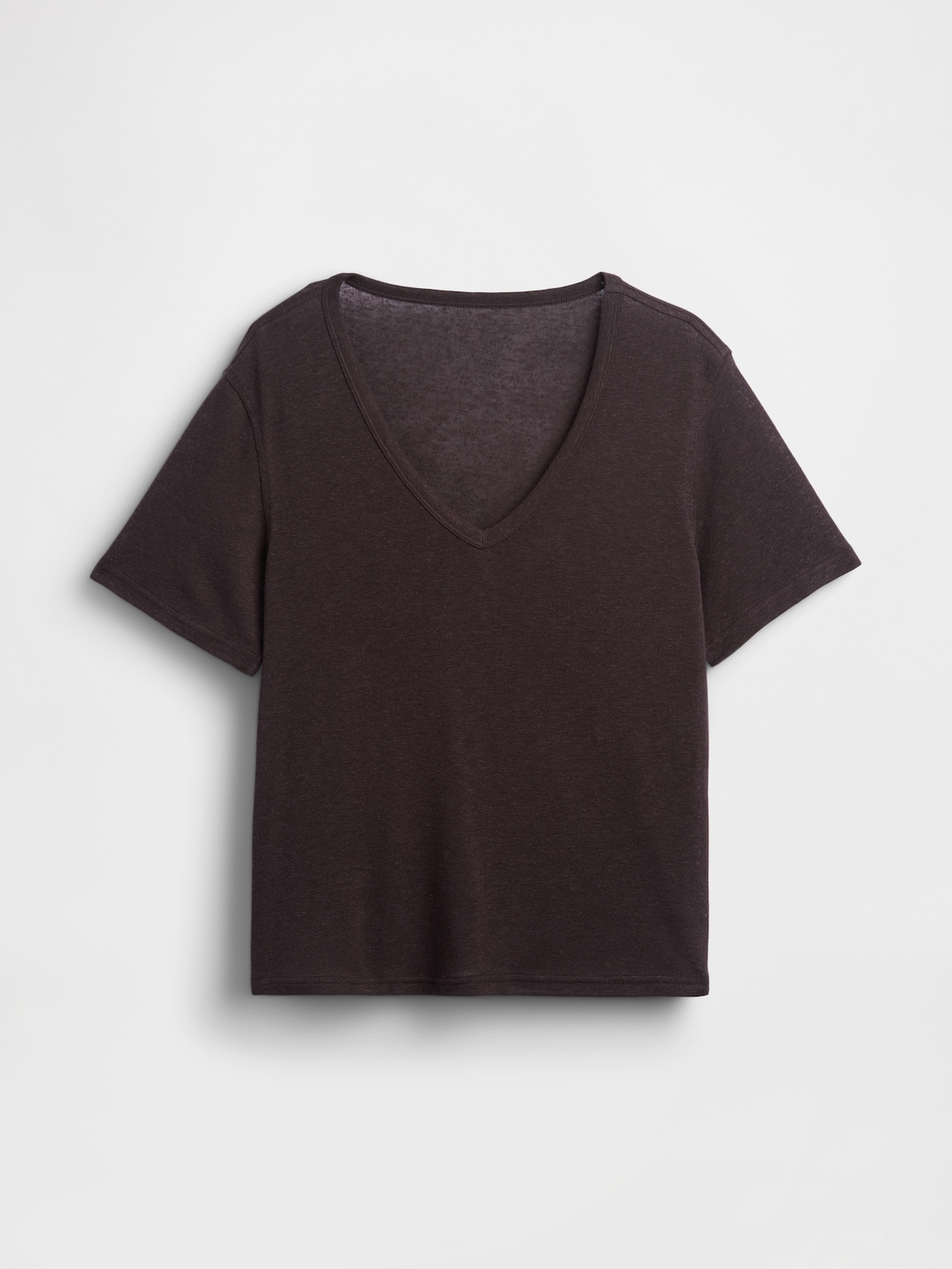 Linen-Blend Relaxed V-Neck T-Shirt