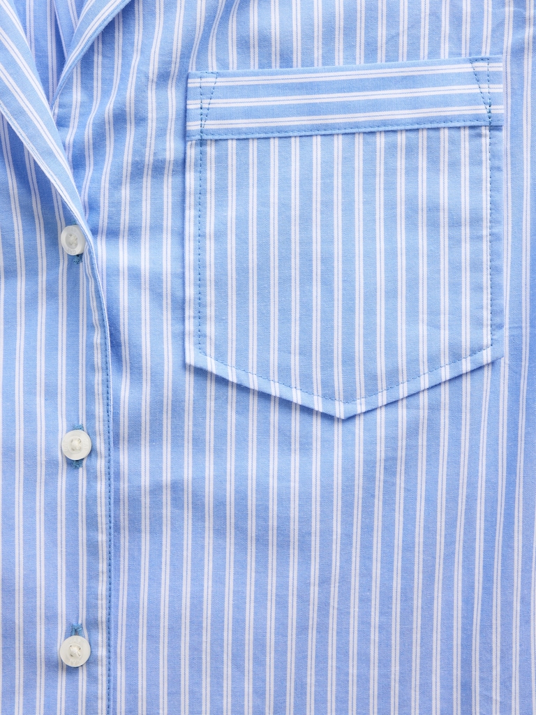 Poplin Stripe Crop PJ Shirt