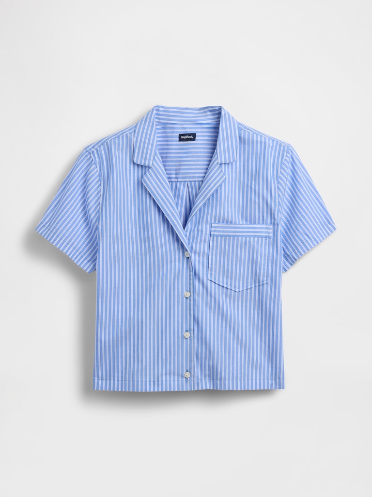 Poplin Stripe Crop PJ Shirt