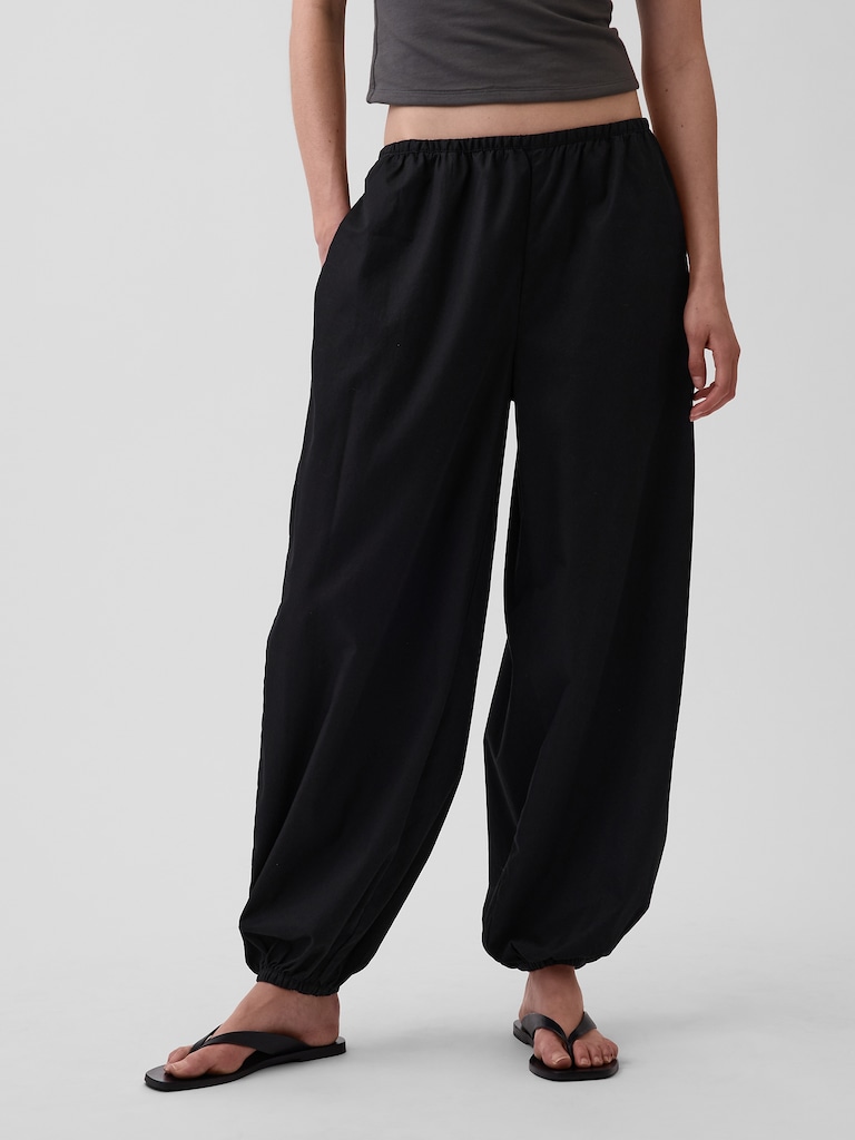 Organic Cotton Poplin Easy Baggy Joggers