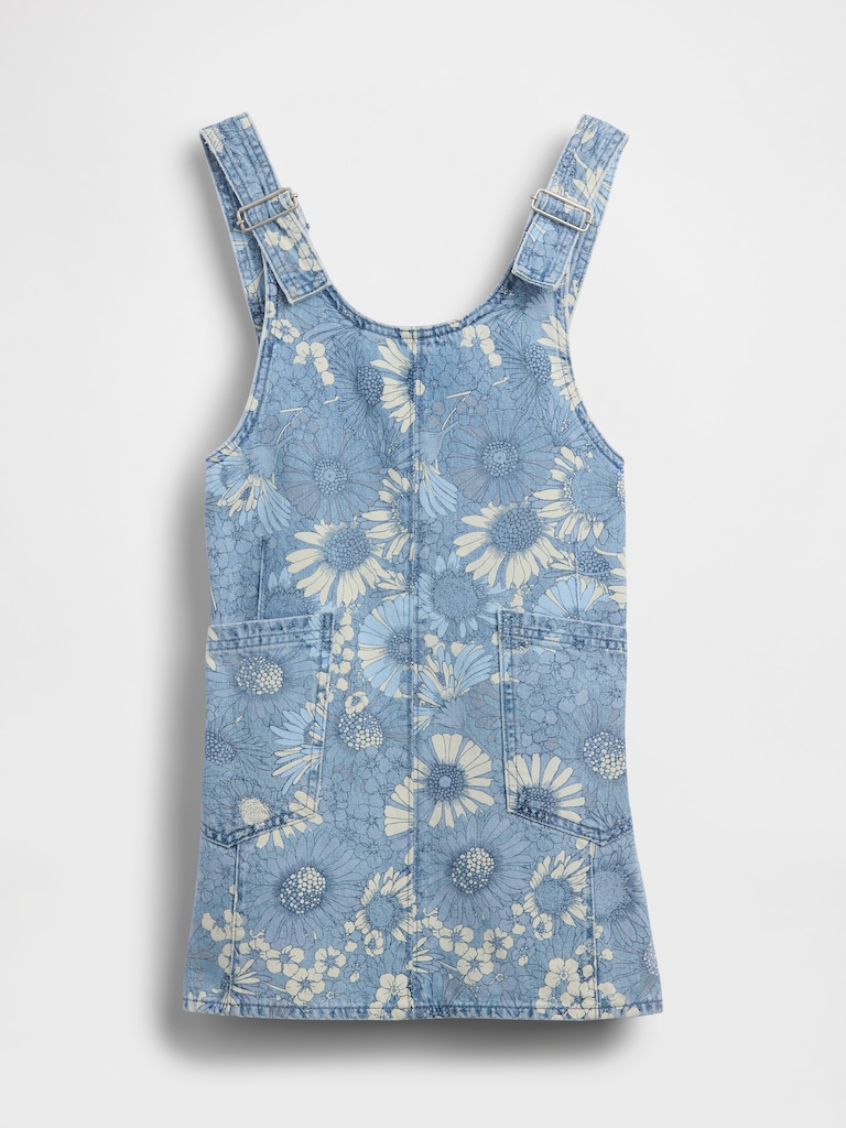 Jupe-salopette en denim à motif floral pour Enfant