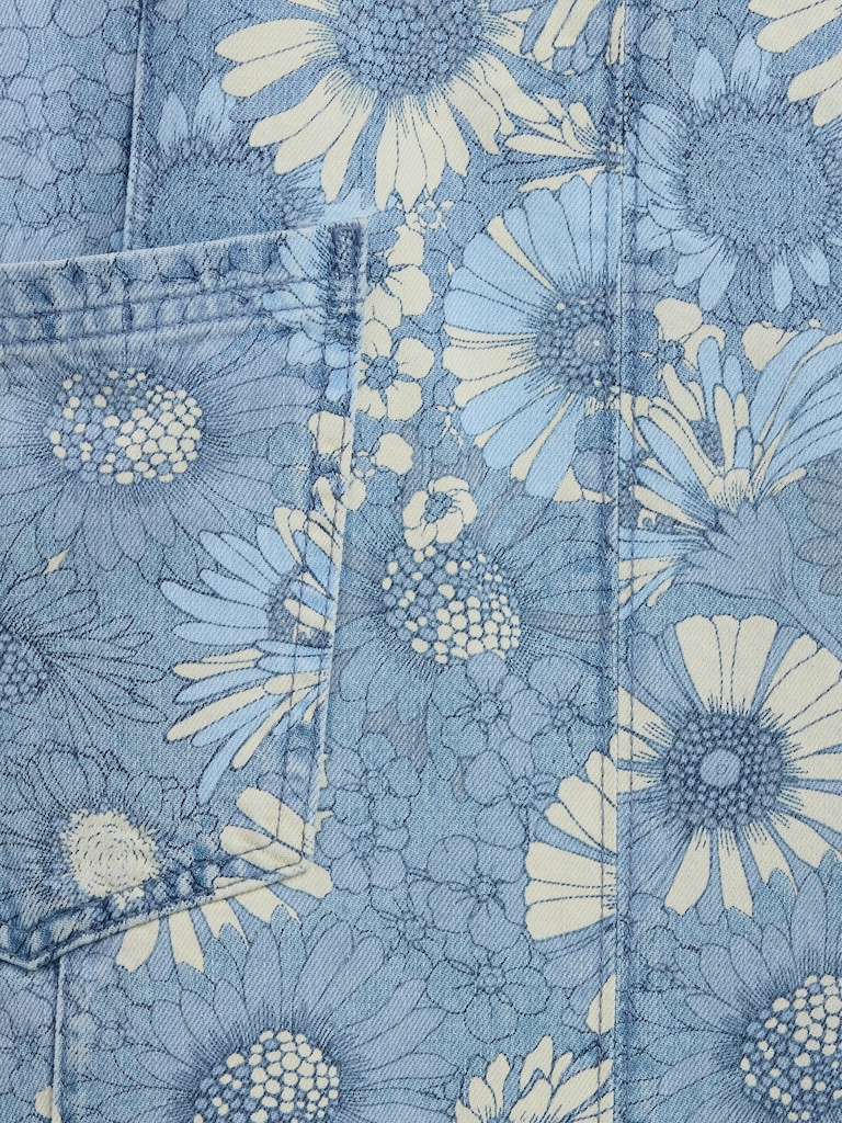 Jupe-salopette en denim à motif floral pour Enfant