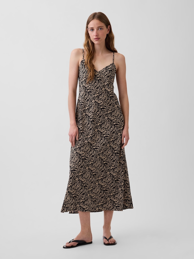 Zebra Print Midi Slip Dress