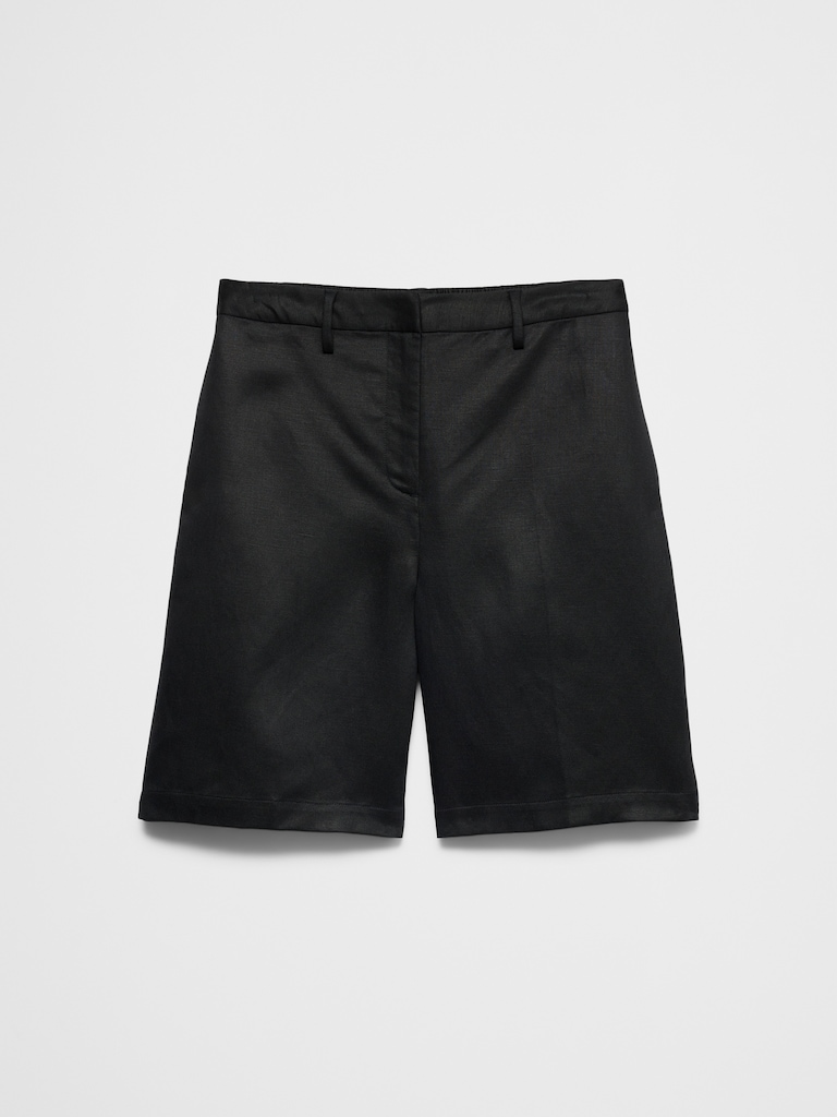 Linen-Tencel High-Rise Bermuda Short