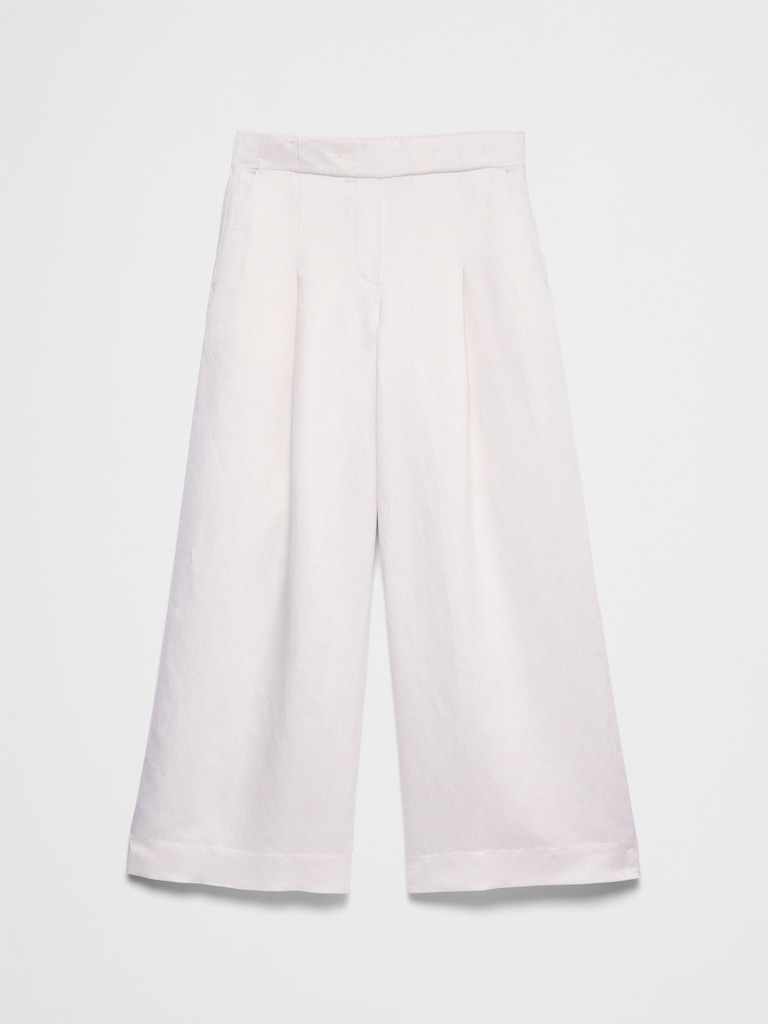 Wide-Leg Mid-Rise Pleated Pull-On Pant
