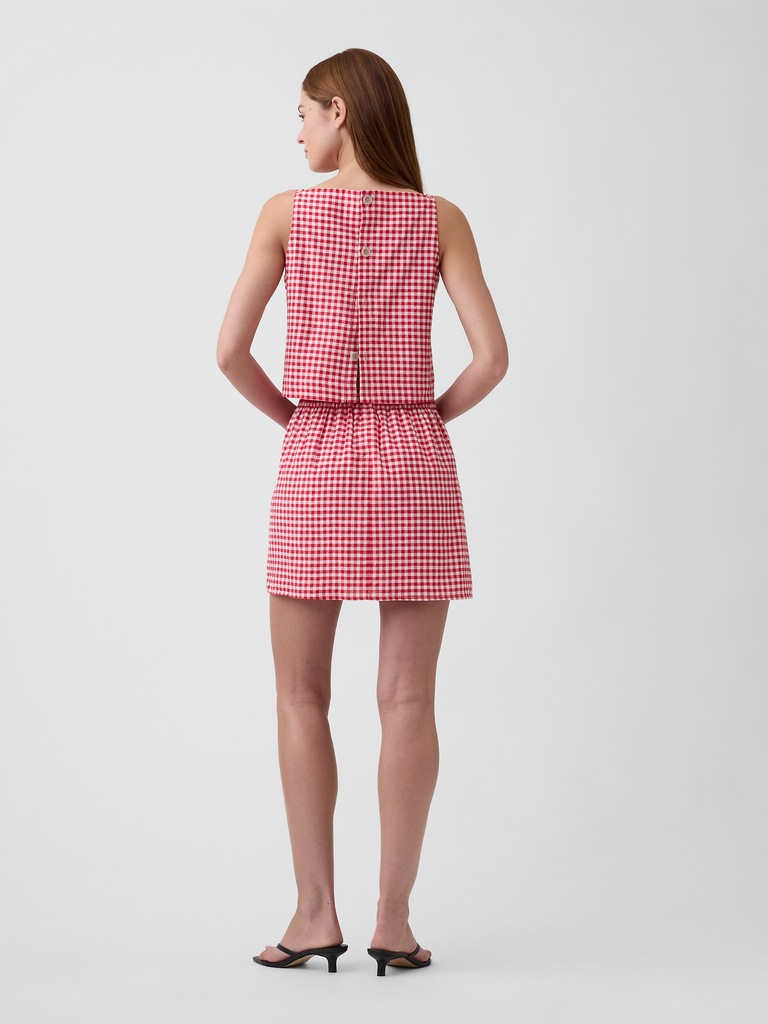 Linen-Blend Pull-On Mini Skirt