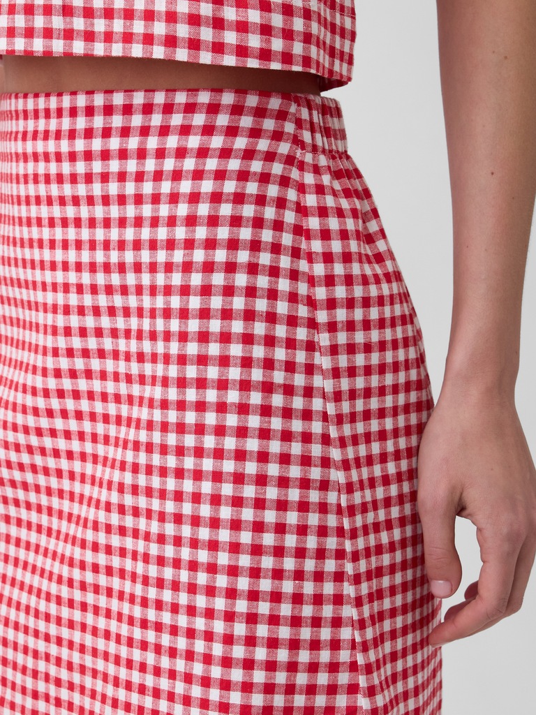 Linen-Blend Pull-On Mini Skirt