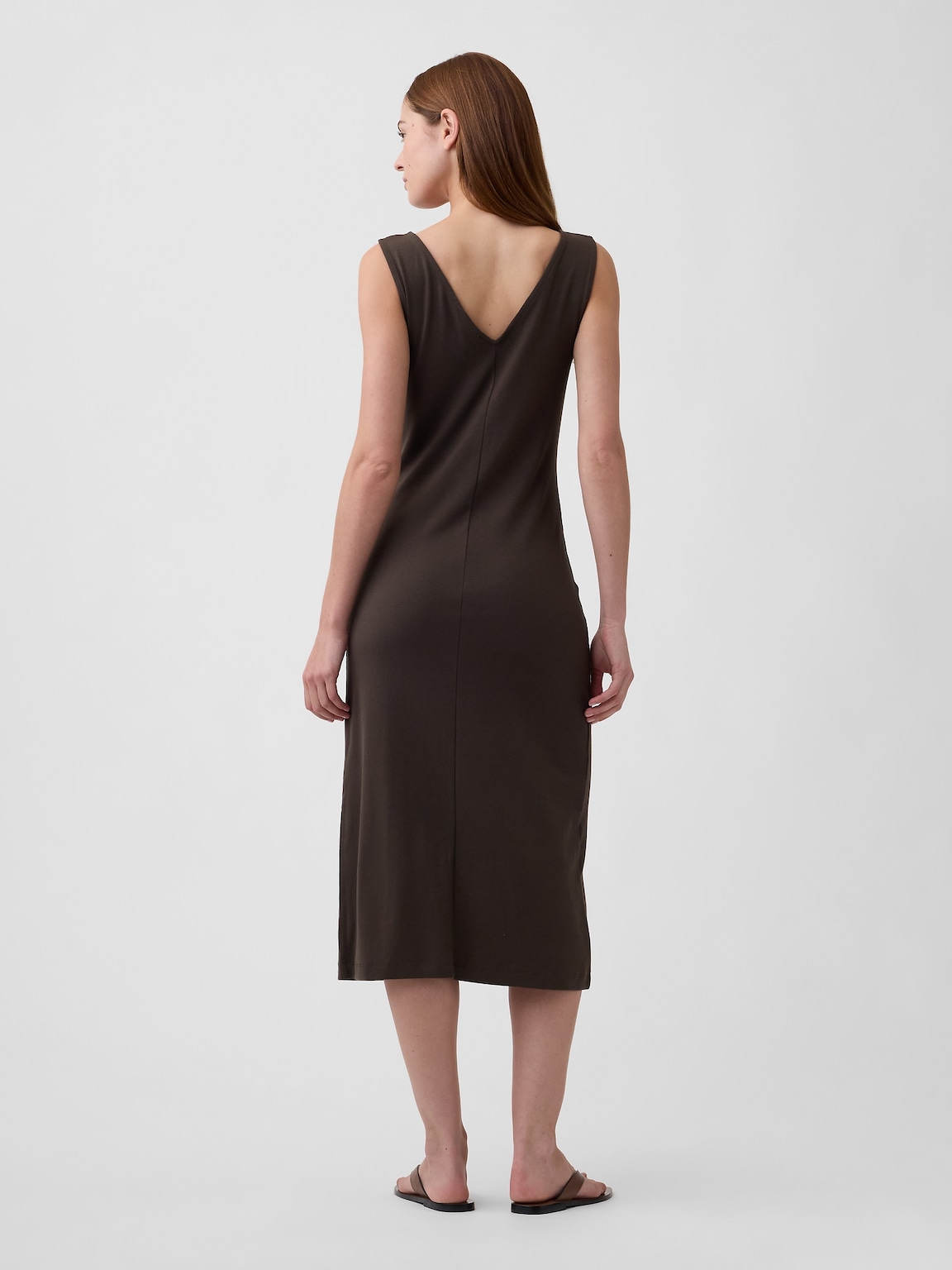 Modern Ribbed Tie-Front Midi Dress