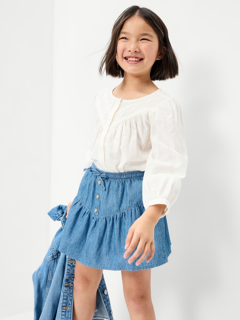 Chambray Buttoned Skirt for Girls