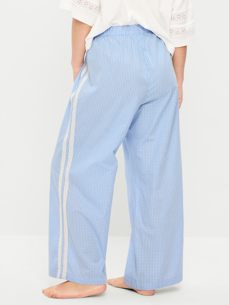 Poplin Wide-Leg Pajama Pants