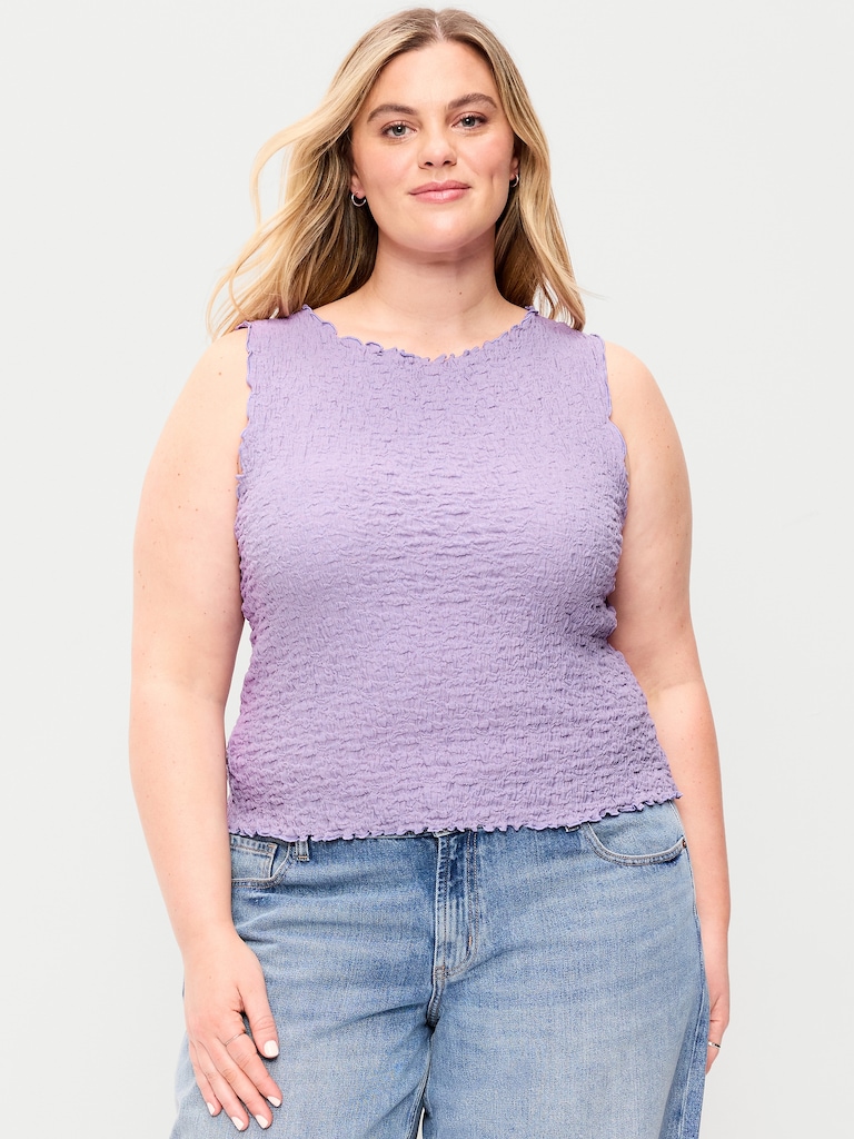 Sleeveless Smocked Tank Top