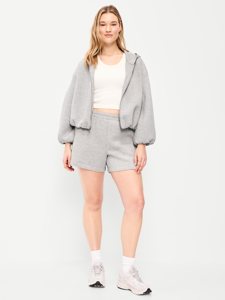 High-Waisted Bounce Fleece Shorts -- 5-inch inseam