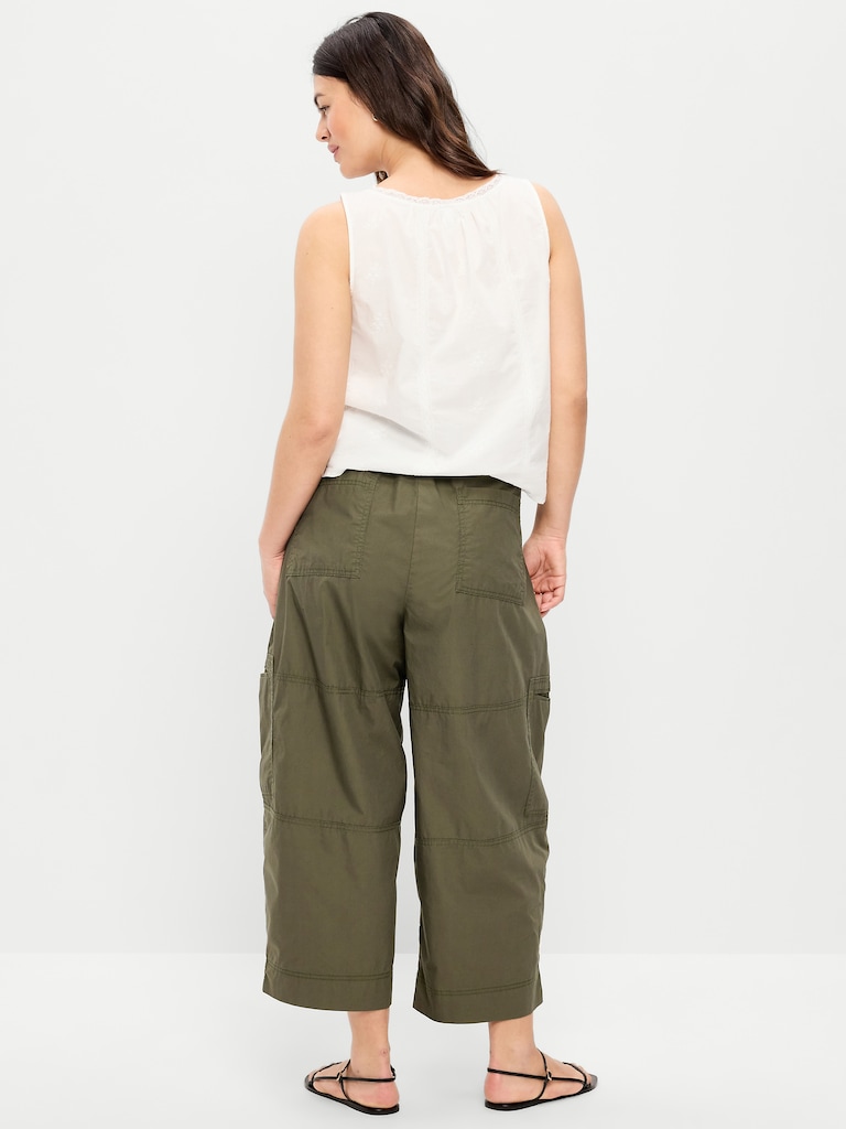 Mid-Rise Pull-On Cropped Utility Pants