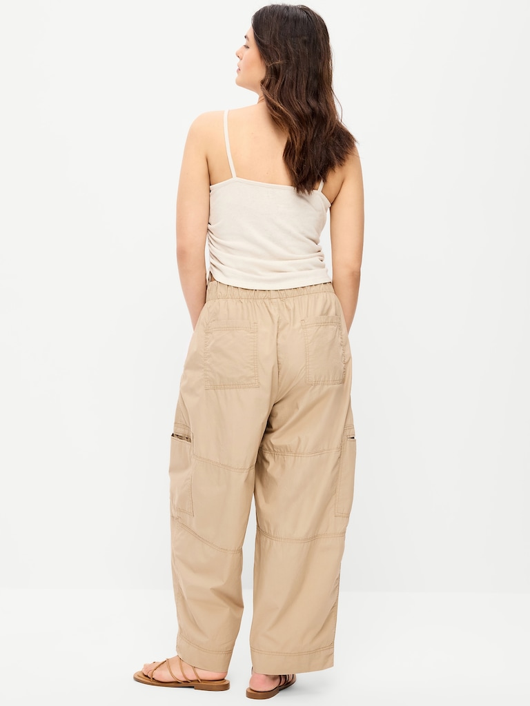 Mid-Rise Pull-On Cropped Utility Pants