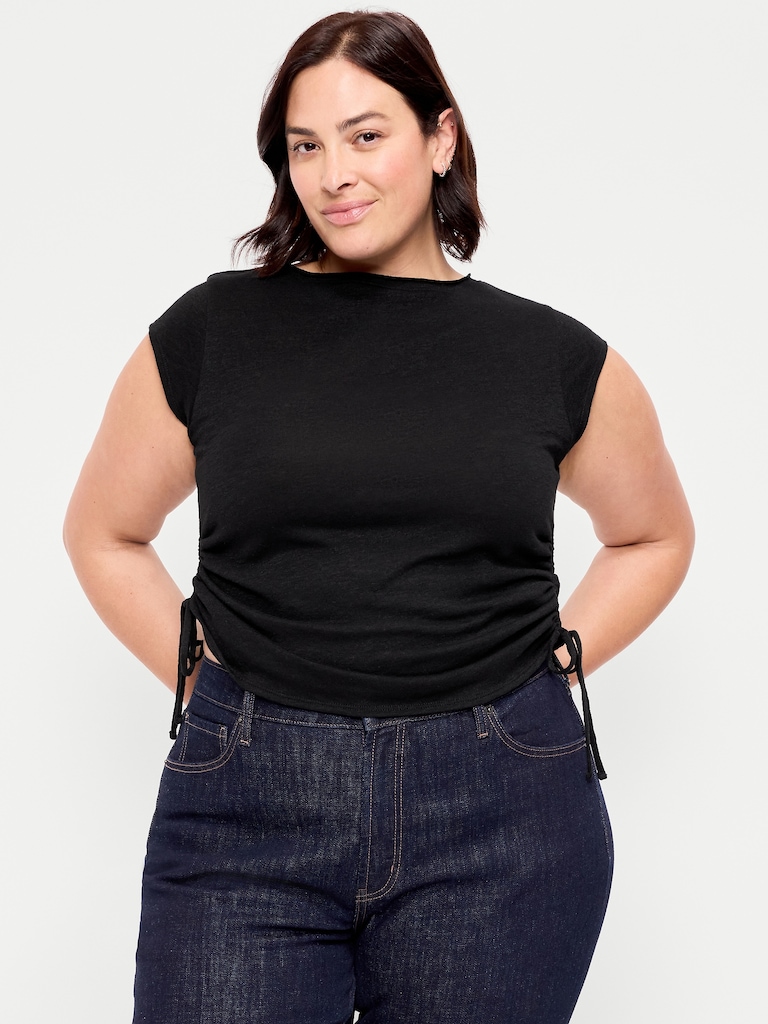 Haut à mancherons froncé sur les côtés