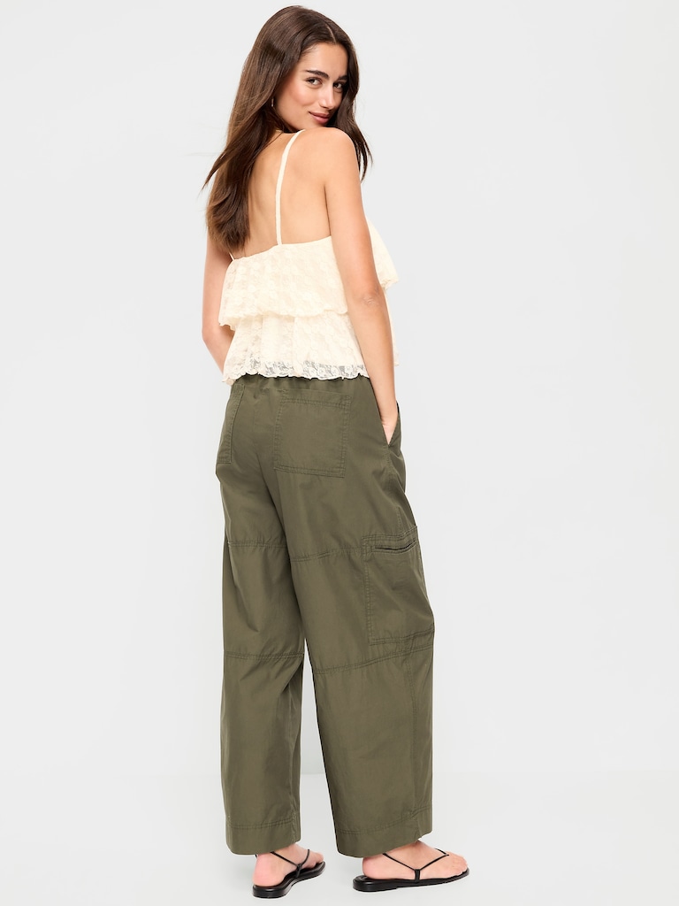 Mid-Rise Pull-On Cropped Utility Pants