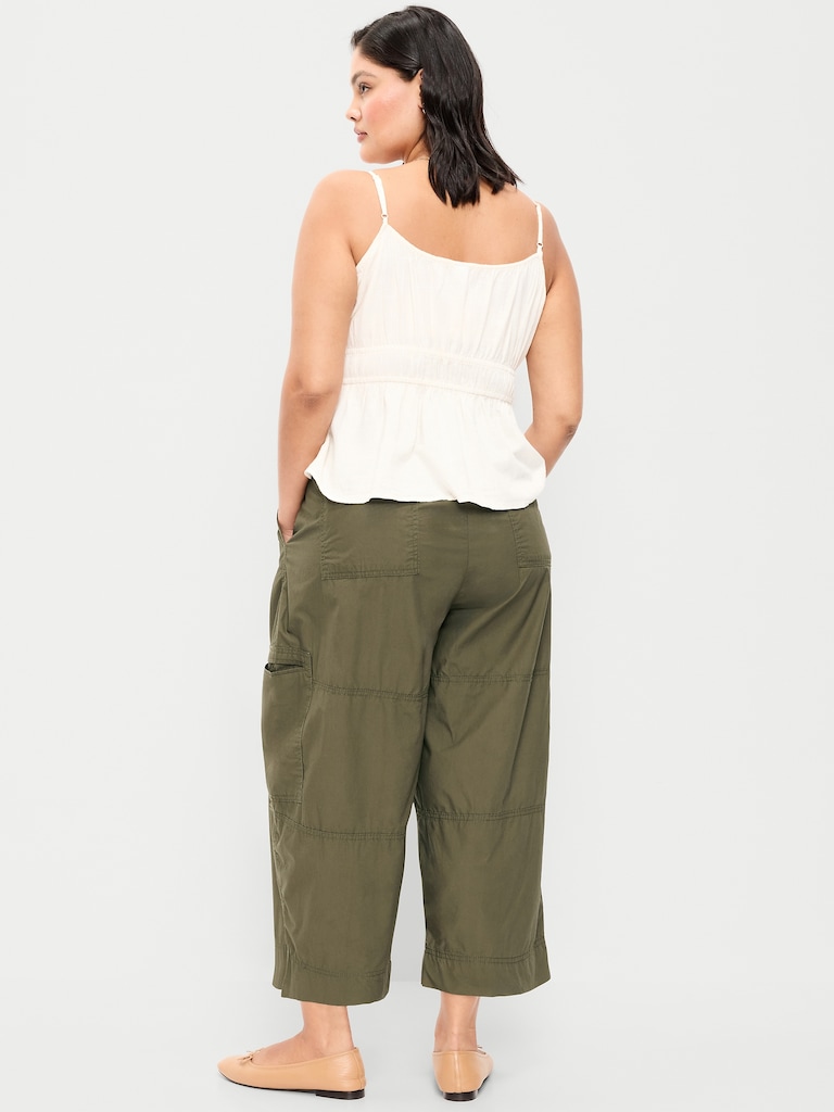 Mid-Rise Pull-On Cropped Utility Pants