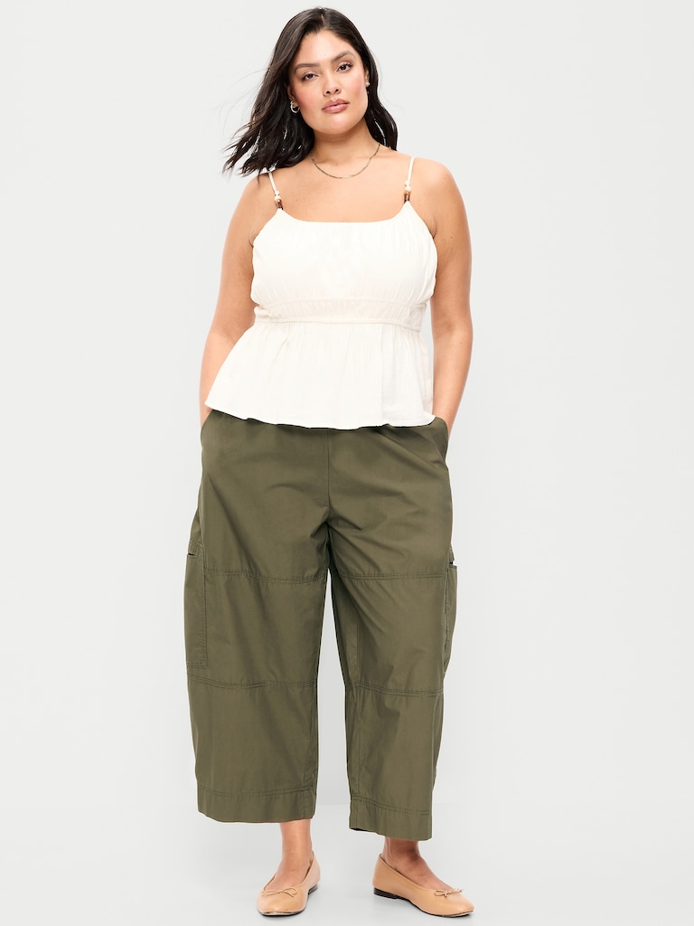 Mid-Rise Pull-On Cropped Utility Pants