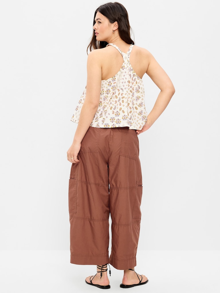 Mid-Rise Pull-On Cropped Utility Pants