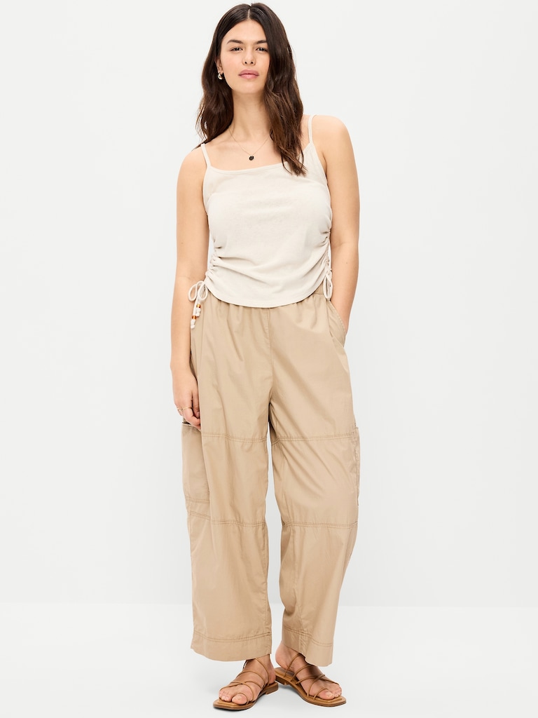 Mid-Rise Pull-On Cropped Utility Pants