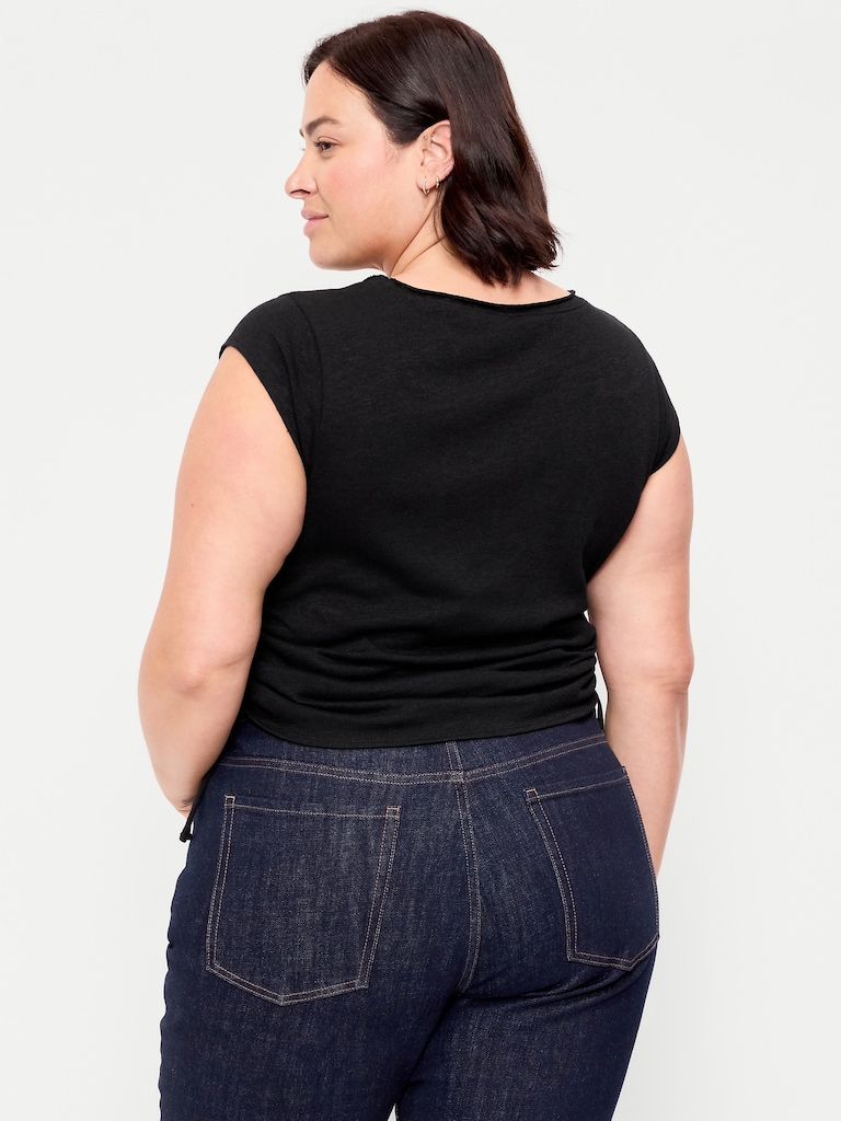 Haut à mancherons froncé sur les côtés