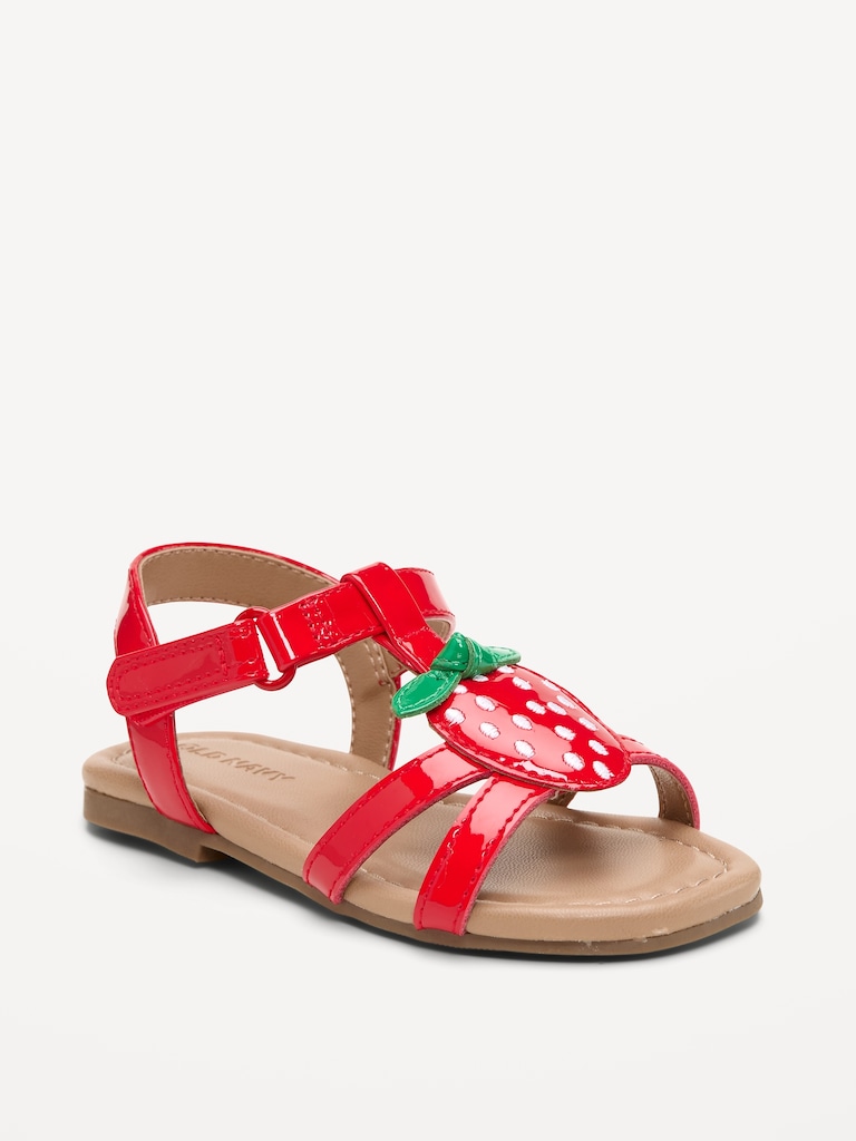 Shiny Faux-Leather Sandals for Toddler Girls
