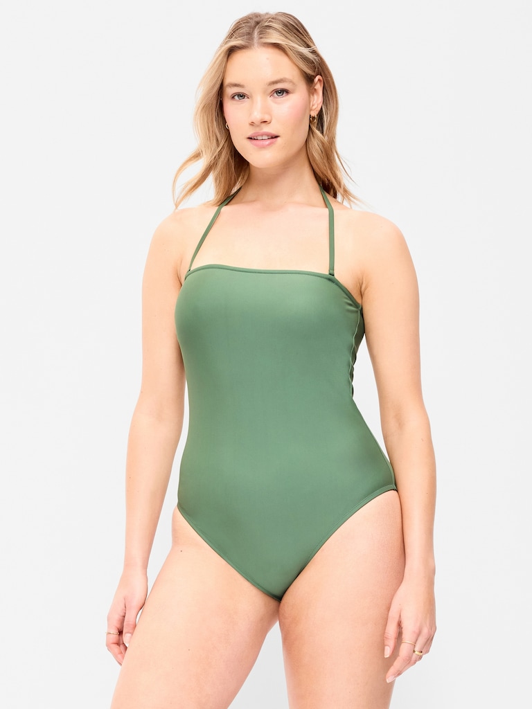 Strapless Belted One-Piece Swimsuit