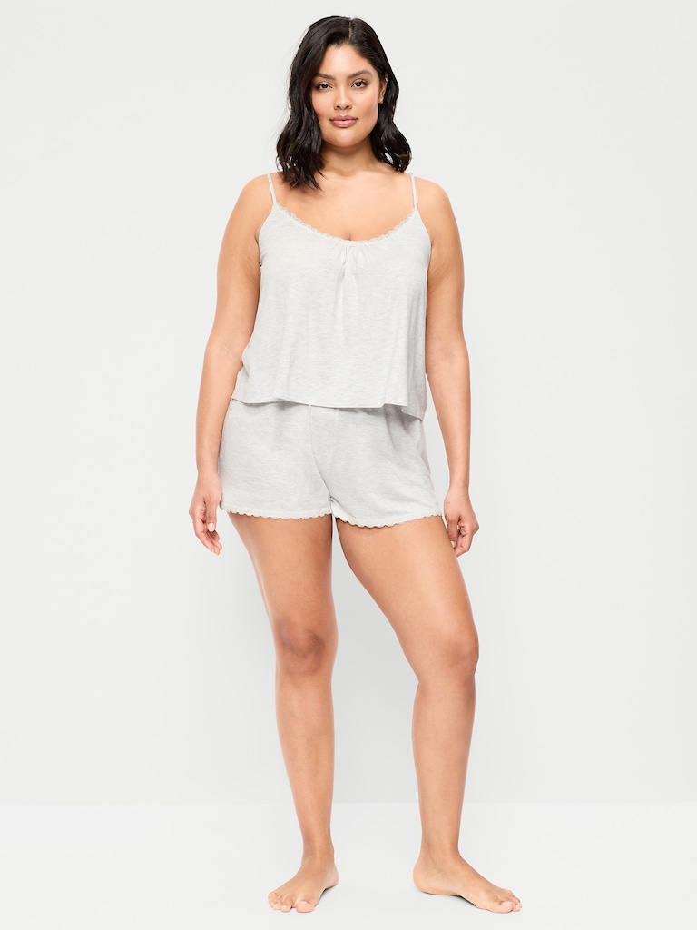 Lace-Trim Pajama Tank and Shorts Set