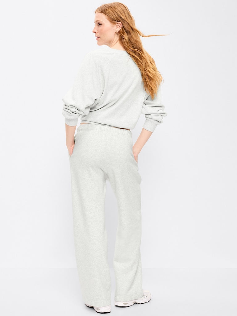 High-Waisted Fleece Wide-Leg Sweatpants