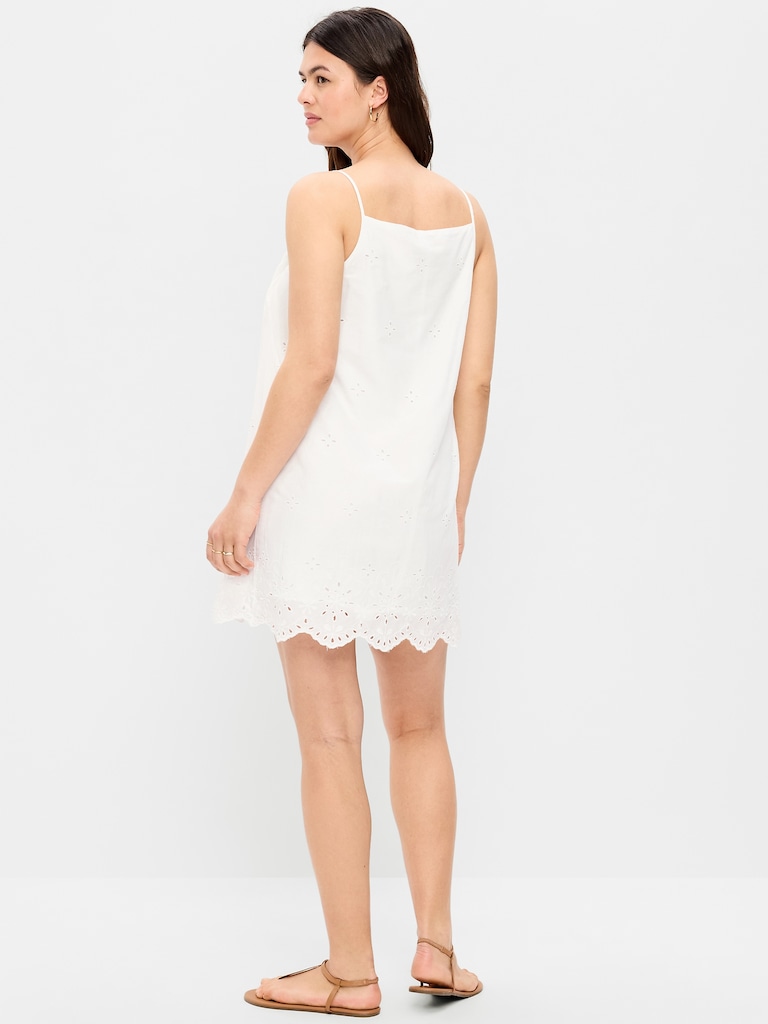 Cut-Out Apron-Neck Mini Shift Dress