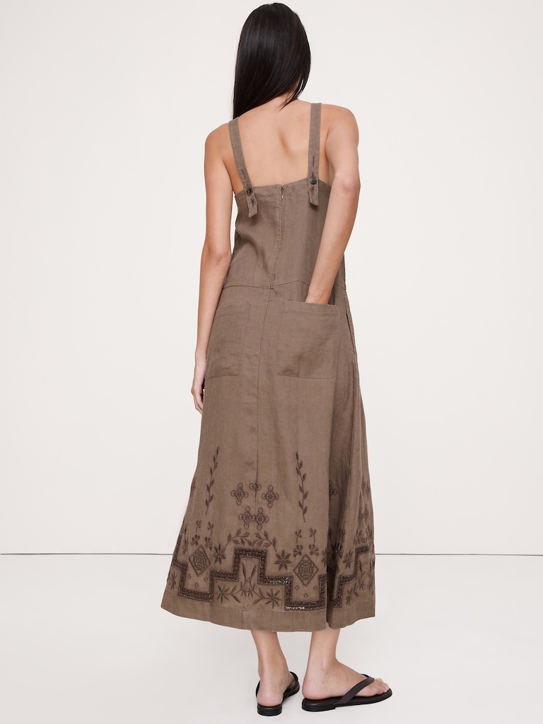 Square-Neck Apron Maxi Dress