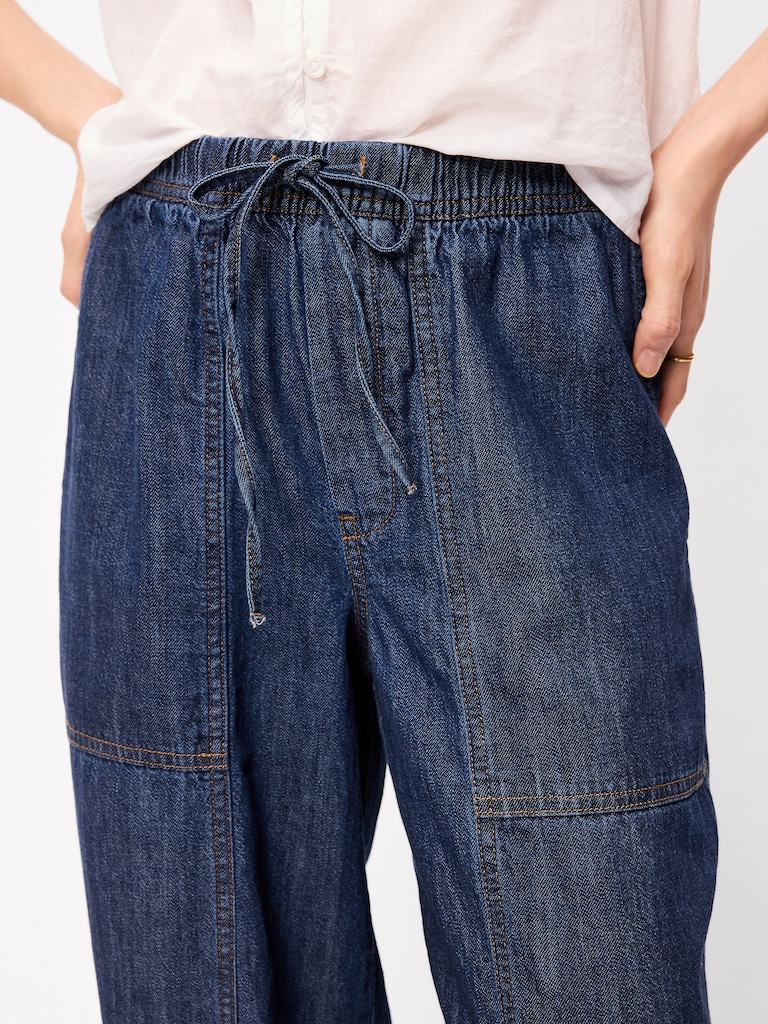 Mid-Rise Pull-On Utility Harem Jeans