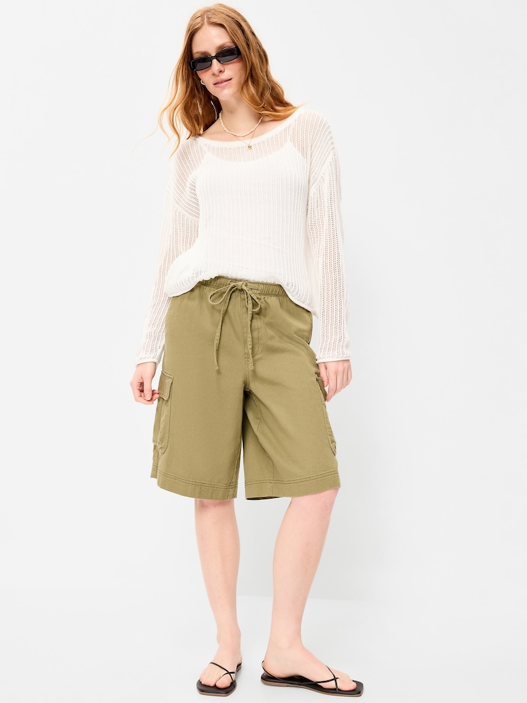 Open-Stitch Cropped Sweater