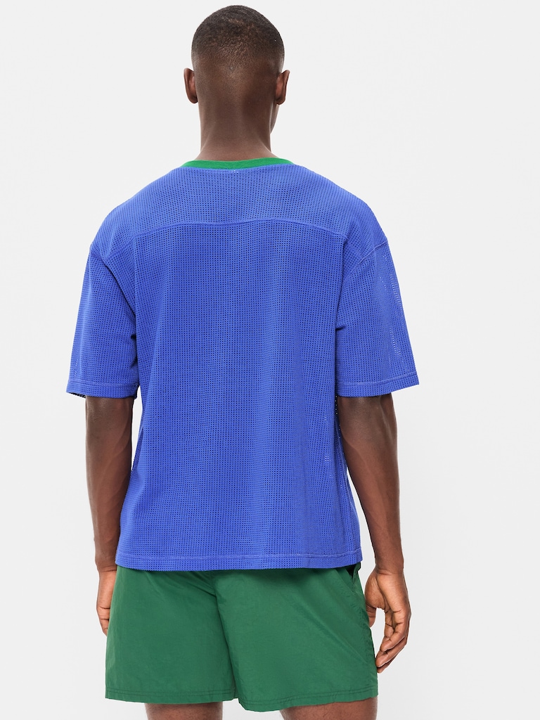 Football-Style Knit T-Shirt