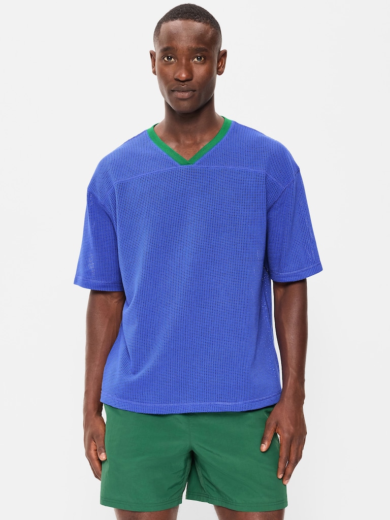 Football-Style Knit T-Shirt