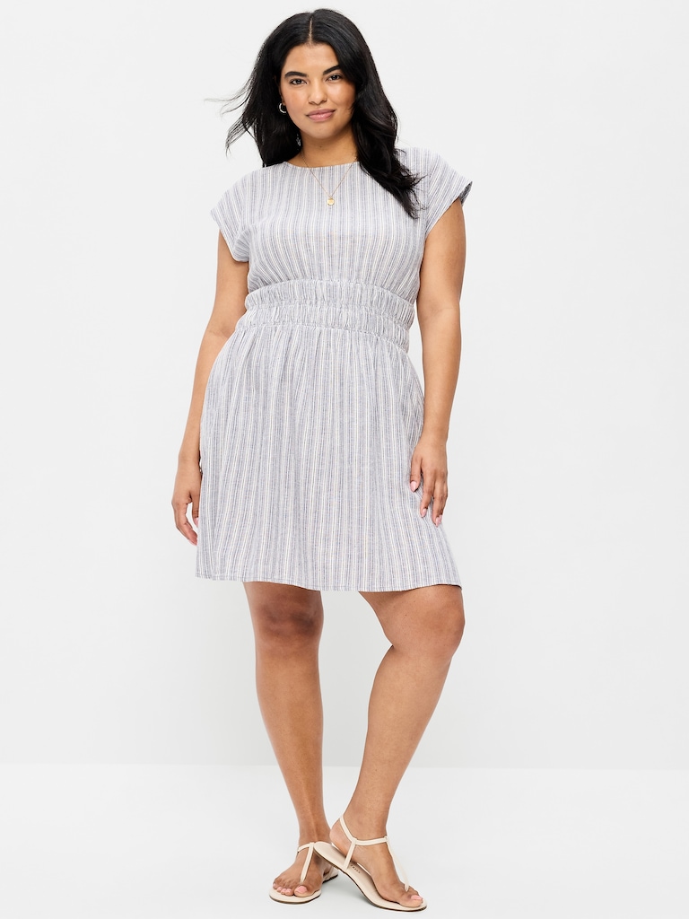 Smocked-Bodice Fit & Flare Mini Dress