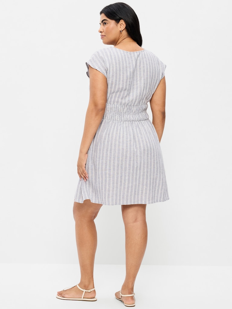 Smocked-Bodice Fit & Flare Mini Dress